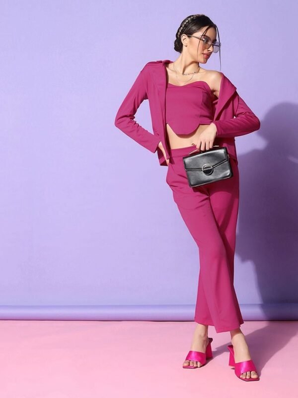Fuchsia Pink Blazer Style Co-ord Set - Image 3