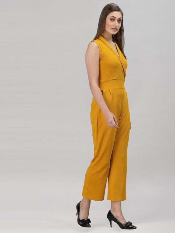 Turmeric Yellow Coloured Lycra Plain Jumpsuit - Image 3