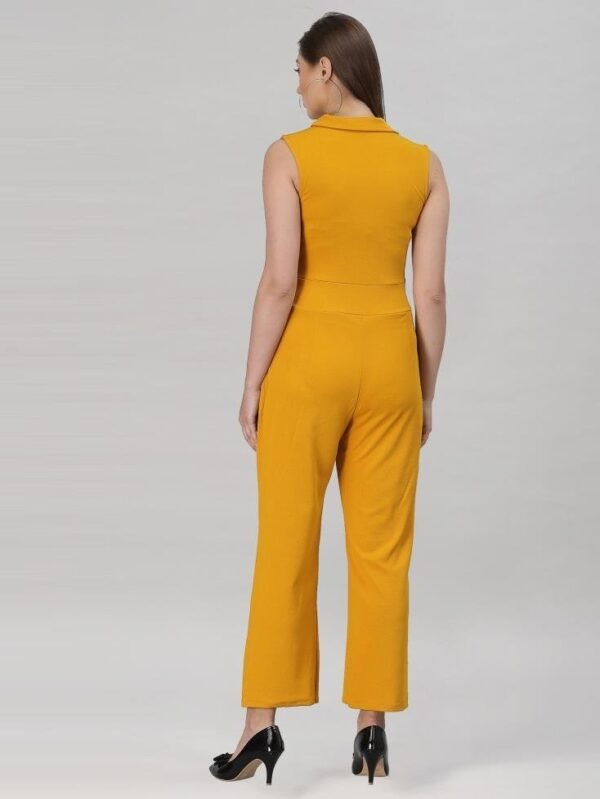 Turmeric Yellow Coloured Lycra Plain Jumpsuit - Image 4