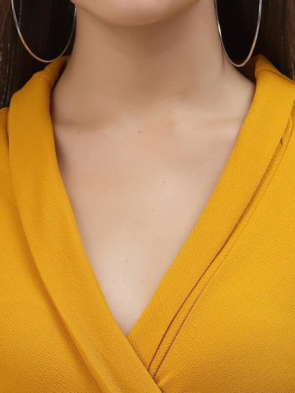 Turmeric Yellow Coloured Lycra Plain Jumpsuit - Image 6