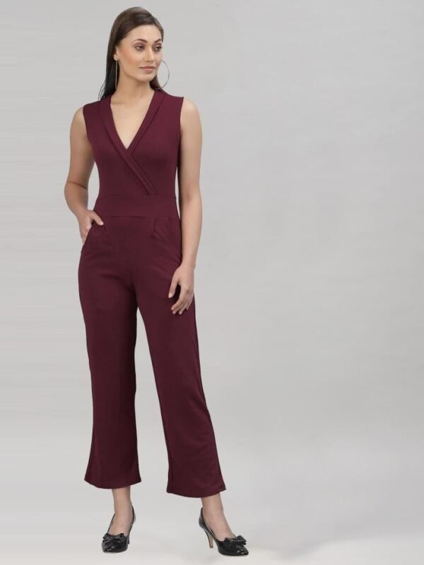 Brown Coloured Lycra Plain Jumpsuit - X-Large