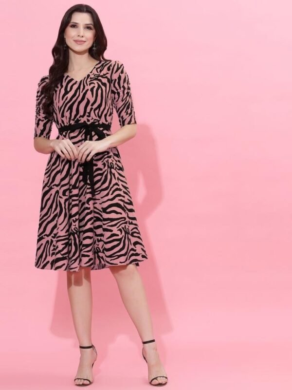 Pink Fit & Flare Dress - Image 2