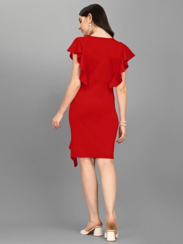 Red Ruffled Bodycon Dress - Image 4