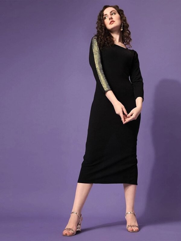 Black Bodycon Midi Dress - Image 5