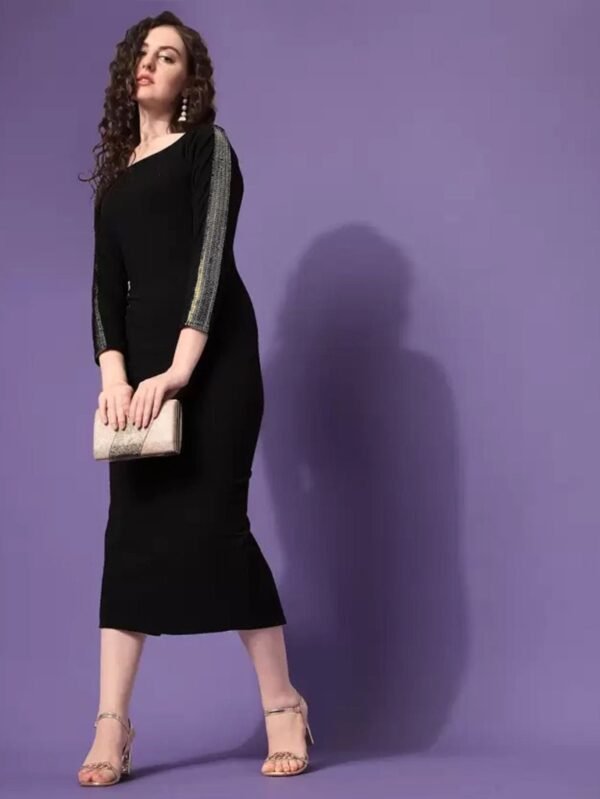 Black Bodycon Midi Dress - Image 6