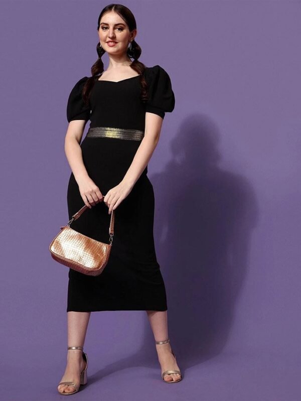Black Cow Sleeve Bodycon Dress - Image 2