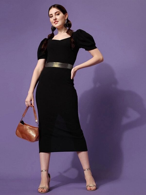 Black Cow Sleeve Bodycon Dress - Image 4