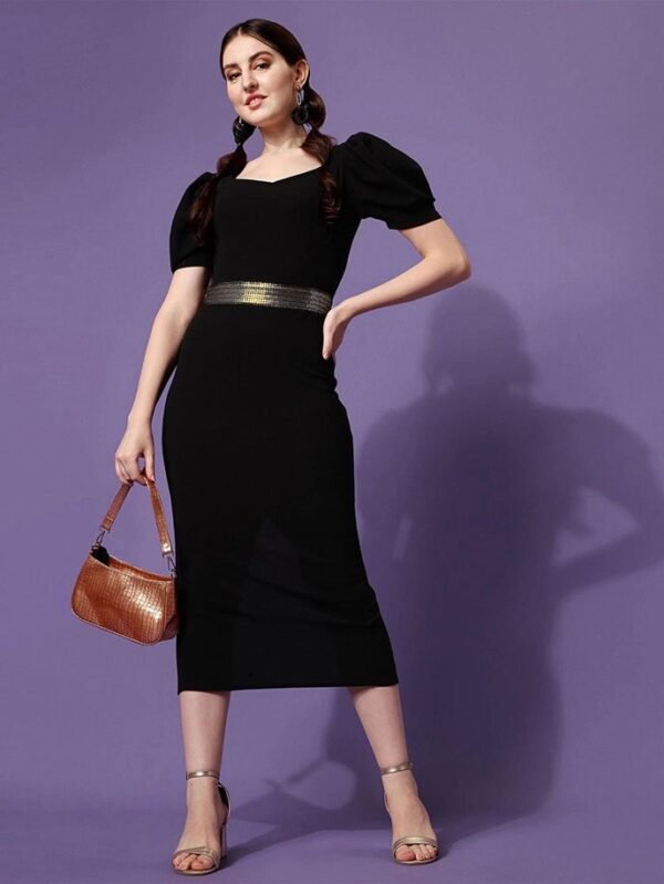 Black Cow Sleeve Bodycon Dress - Image 3