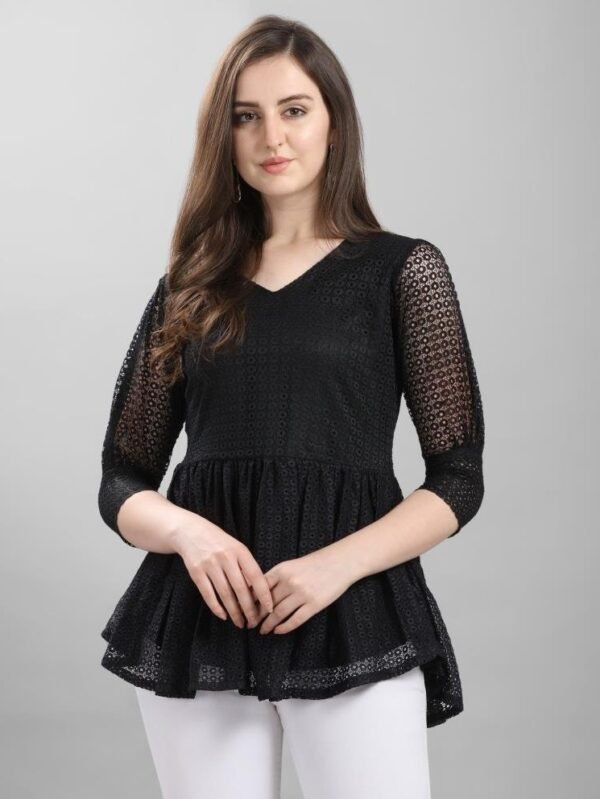 Peppy Black Coloured Net Russell Net Partywear Top - Image 2