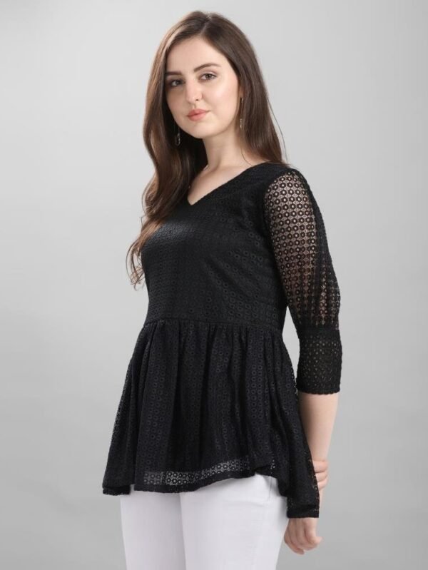 Peppy Black Coloured Net Russell Net Partywear Top - Image 3