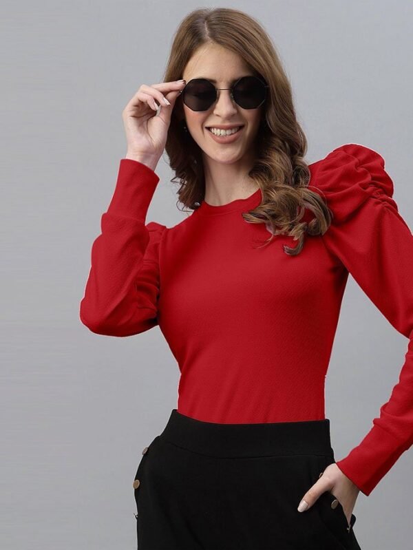 Red Puff Sleeve Top - Medium