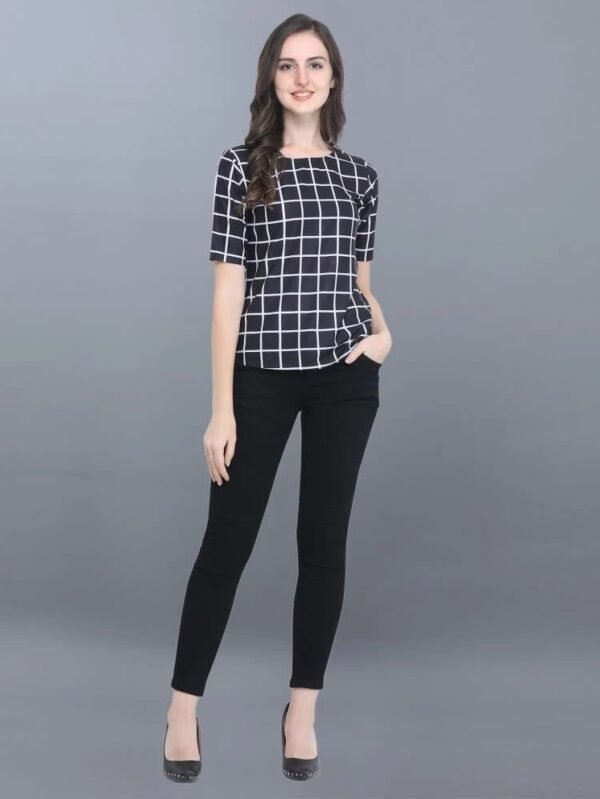 Attractive Black Colored Printed Crepe Top - Image 2