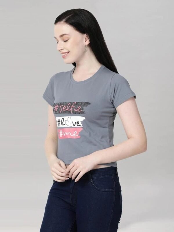 Grey Colored Cotton Blend Printed Top - Image 2