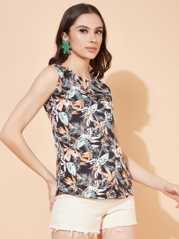 Black And Multicolour Sleeveless Top - Image 3