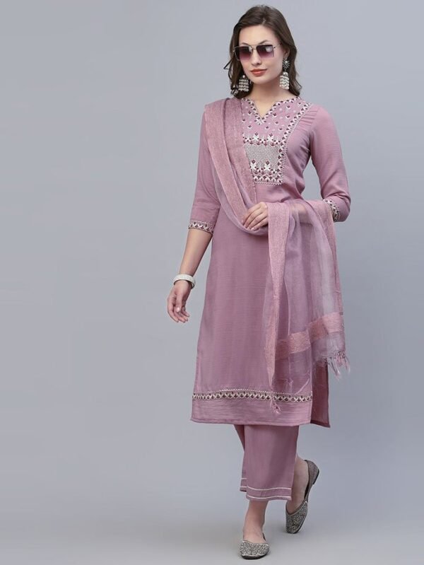 Lavender Kurti With Pant And Dupatta