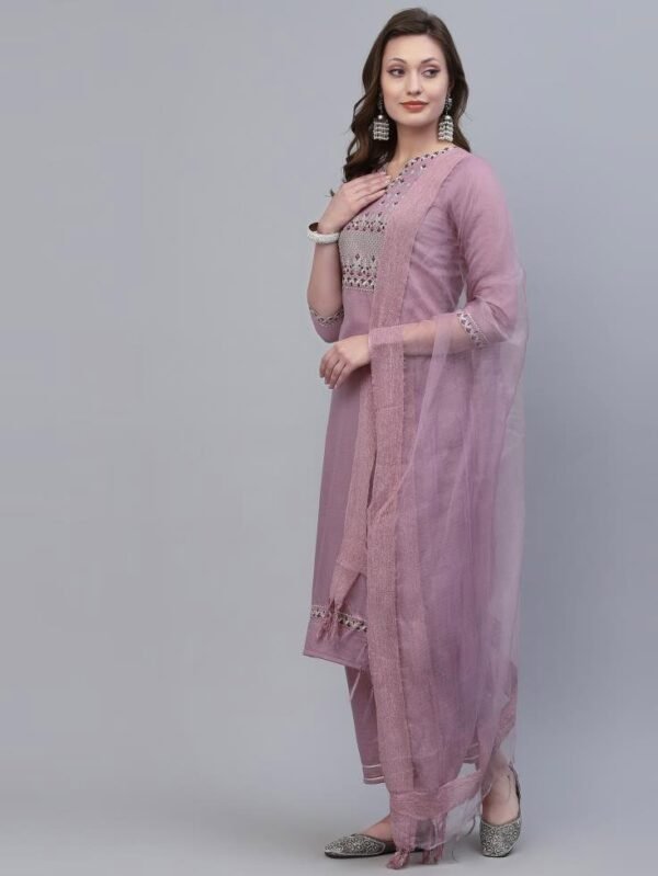Lavender Kurti With Pant And Dupatta - Image 4