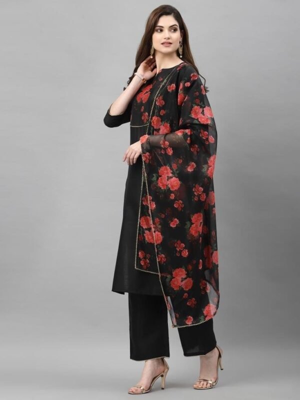 Black Kurti with Pant And Dupatta - Image 2
