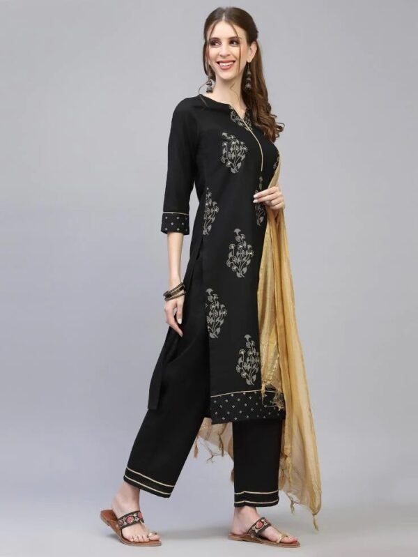 Black Kurti with Pant And Dupatta - Image 2