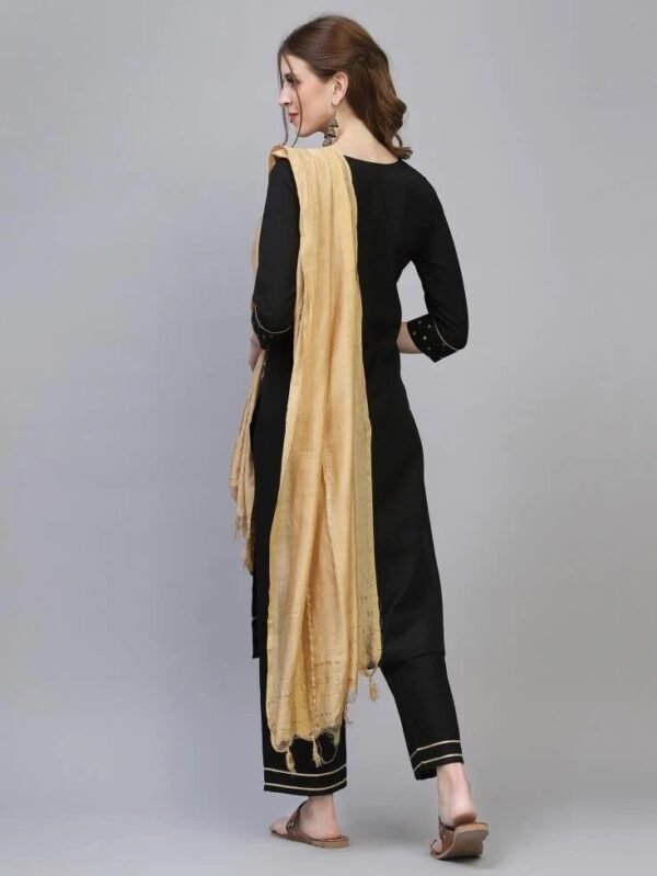 Black Kurti with Pant And Dupatta - Image 4