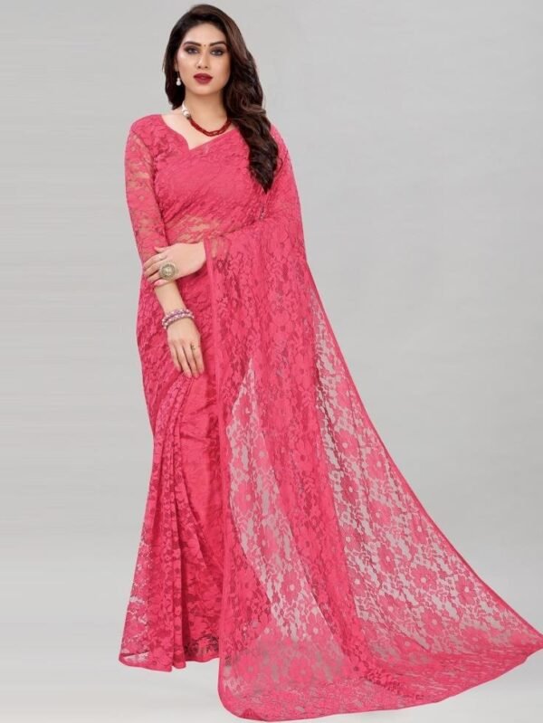 Rose Pink Coloured Russel Net Partywear Saree