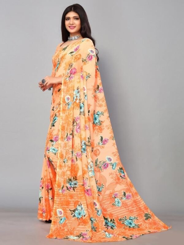 Light Orange Georgette Saree - Image 2