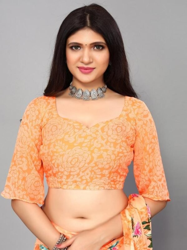 Light Orange Georgette Saree - Image 4