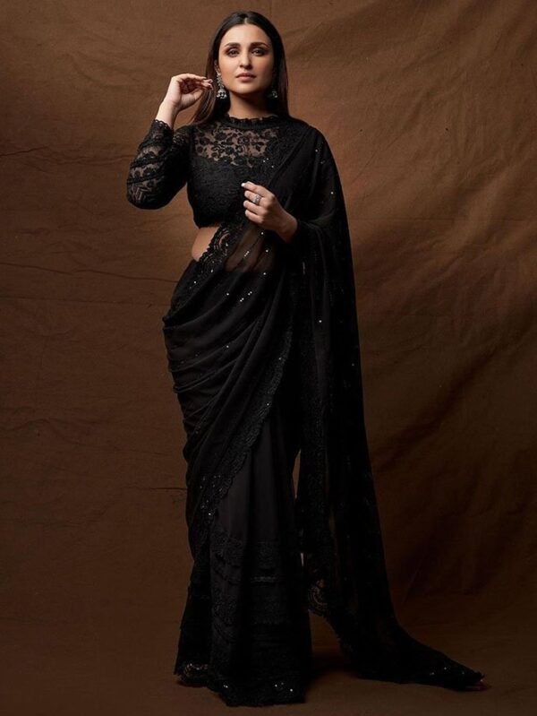 Black Georgette Saree