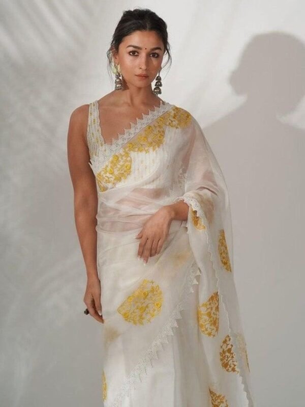 White Georgette Saree
