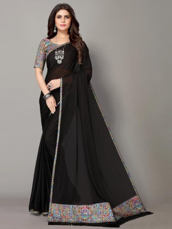 Black Plain Saree