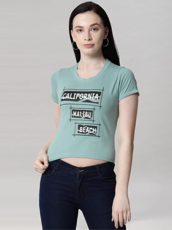 Dusty Green Coloured Cotton Blend Printed Top