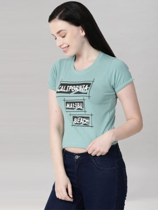 Dusty Green Coloured Cotton Blend Printed Top - Image 2
