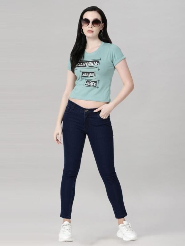 Dusty Green Coloured Cotton Blend Printed Top - Image 5