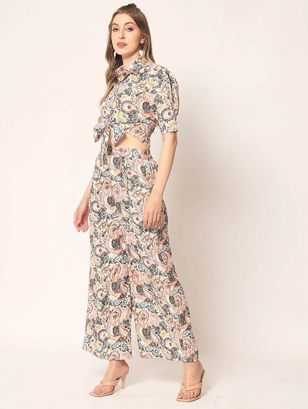 Beige Printed Co-ords Set - X-Large