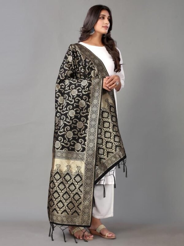 Black Jacquard Dupatta - Image 2