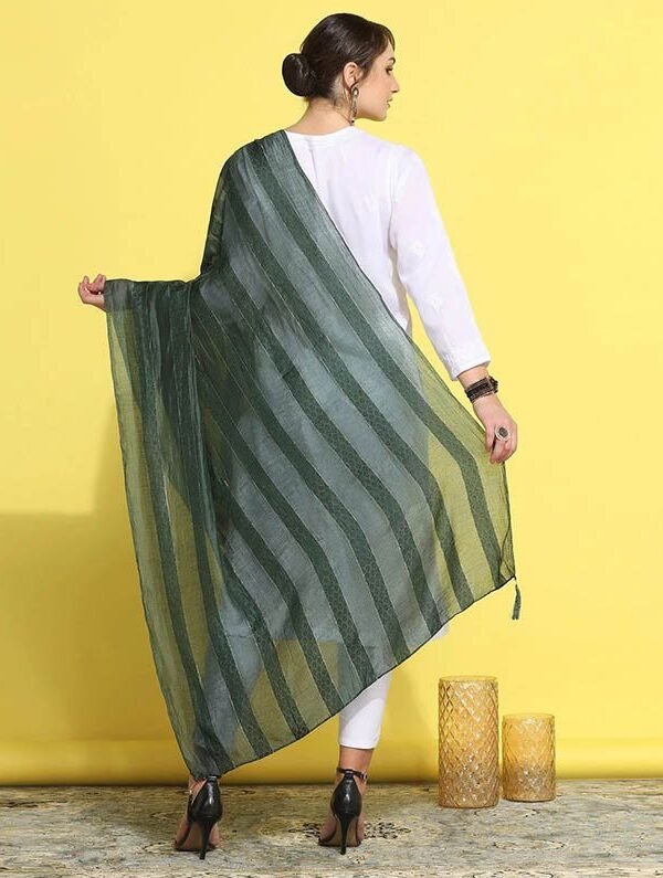 Green Cotton Dupatta - Image 3
