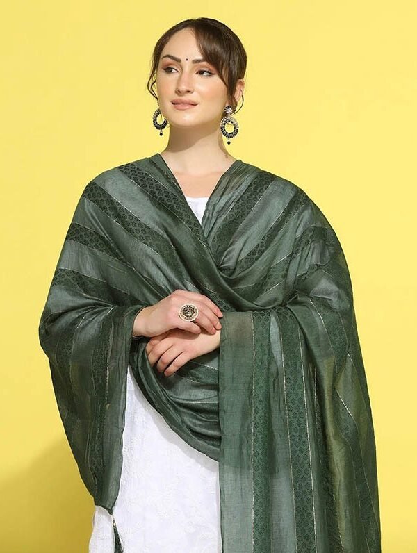 Green Cotton Dupatta - Image 5
